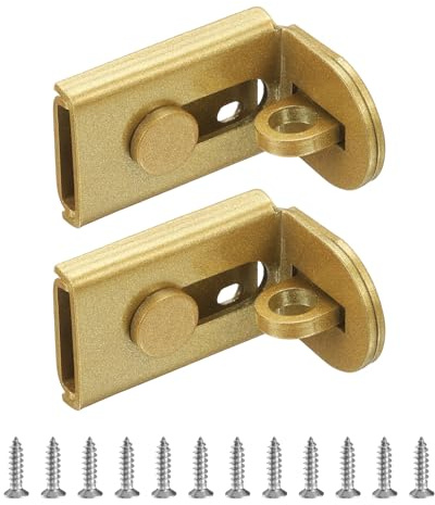 QUARKZMAN 2 Piezas Cerradura De Puerta Corrediza Candado De Seguridad | De 90 Grados Y 2.09 Hebilla De Bloqueo Cerradura De Seguridad De Acero Inoxidable En ángulo Dorado
