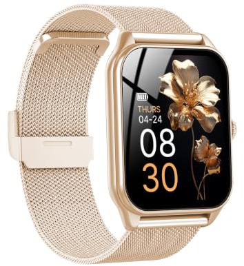 Smart Watches for Women, 1.91HD Fitness Watch with Bluetooth Calling, Health Tracker for Sleep/Heart Rate/SpO2, 120+ Sports, 200+ Dials, IP68 Waterproof, Smart Watch for Android iOS (Rose Gold)