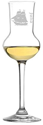 polar-effekt - Elegante bicchiere da grappa Stölzle Lausitz, 87 ml, di alta qualità, effetto soffiato a bocca, con incisione personalizzabile, idea regalo per compleanno, motivo veliero