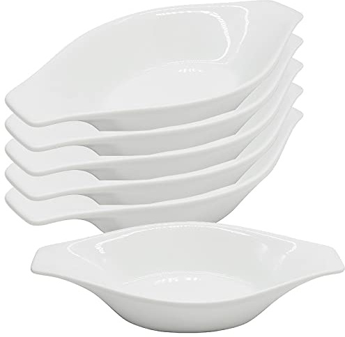 Chefcaptain Set Of 6 Porcelain Oval Casserole Dishes For Oven, 16 Oz Au Gratin Baking Dishes With Handles, Lead & Cadmium Free, Microwave Dishwasher Safe