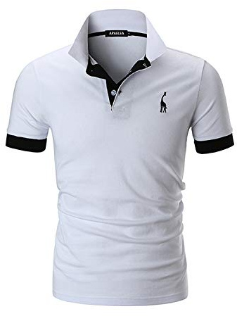 APAELEA Polos Homme Manches Courtes Couleur Contrastée Coton Brodé Girafe T-Shirts