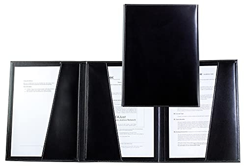 DELMON VARONE - Kanzlei- & Vertragsmappe mit 3 Fächer DIN A4 Cambridge Top Grain Leder Schwarz - Echtleder Zeugnis-Mappe personalisiert - Dokumenten-Mappe zum Abheften von Verträgen, Urkunden & Akten