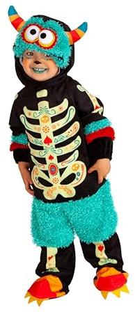 Rubies Disfraz de Monster catrina para niño y niña, talla bebé 1 a 2 años, Pelele con velcro, gorrito con ojos saltones para Halloween, Carnaval, fiestas y cosplay