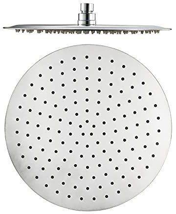 SHUGUANG Regendusche Duschkopf Gebürstetes Kopfbrause Rund Duschkopf Regenbrause Hochdruck Einbauduschköpfe 304 Edelstahl Brausekopf mit Anti-Kalk Düsen, G1/2,16 Inch