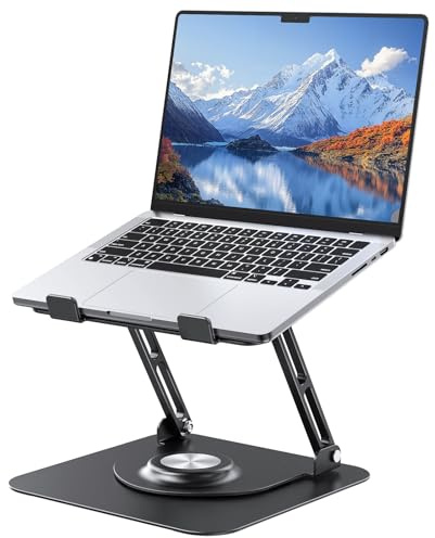 JOYEKY Laptop Stand for Desk, Adjustable Computer Stand with 360° Rotating Base, Ergonomic Laptop Riser for Collaborative Work, Foldable & Portable Laptop Stand, fits for All 10-16 Laptops | Adjustable Multi-Angle Ergonomic Laptop Stand, Foldable Portable for Home Office, Fits MacBook Air Pro Dell HP Laptops