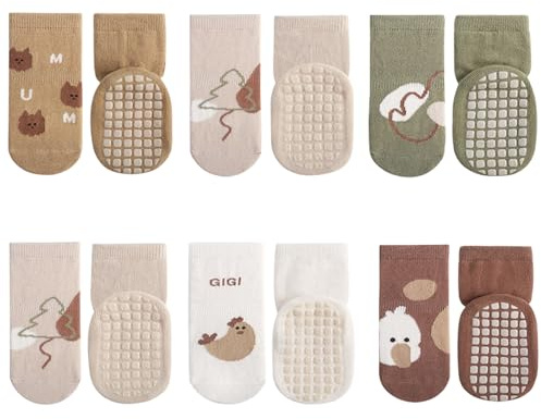 Adorel Chaussette Anti-dérapantes Coton Bébé Garçon Lot de 6 Poussin de Dessin Animé 1-3 Ans (Taille Fabricant: M)