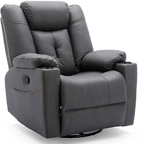More4Homes AFTON FABRIC RECLINER ROCKING SWIVEL GAMING CINEMA LOUNGE SOFA CHAIR CHARCOAL