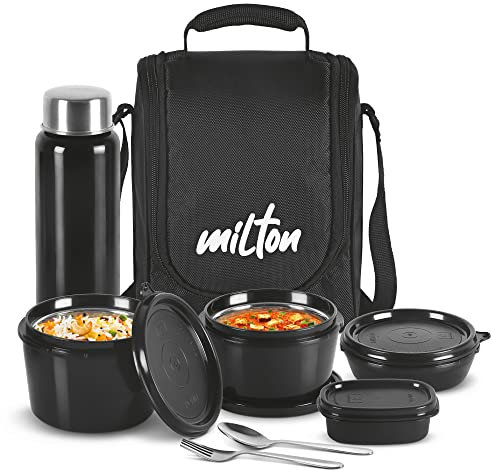 MILTON Microwave Tiffin Lunch Box Set for Adults and Kids, Bento Box with Jacket, Leak Proof, Perfect for Meal Prep, Snack Box, Food Storage & School, Easy to Clean- Pro Lunch Containers and Bottle