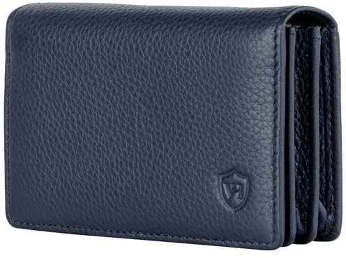 VON HEESEN® Visitenkartenetui Leder mit RFID-Schutz - Platz für 50 Visitenkarten - 6 Fächer - Visitenkarten Etuis - Geschenk für Damen & Herren (Dunkelblau)