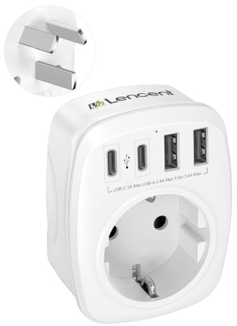 LENCENT Reiseadapter Australien Adapter China Adapter Steckdose | EU auf AUS/CN, Typ I Reisestecker für Australien China Neuseeland Argentinien Stecker, Mit 2USB/2Typ C/AC Steckdosenadapter