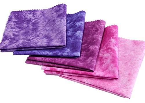 Wambere 5 Stück 20x20cm Stoffpakete Patchwork Stoffe Baumwolle Tuch DIY Handgefertigte Nähen Quilten Stoff Baumwollgewebe Verschiedene Designs,Patchwork Stoffe Stoffbündel für Patchwork Quilten,Lila