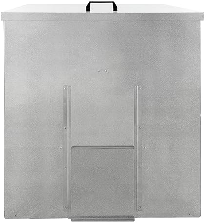 Coal Storage Bunker 250kg 390L Galvanised Steel Raised Metal Base Strengthening Bar Baffle Plate Waterproof Rust & Rodent Proof Wood Fire Sliding Door Hinged Lid Handle FREE Coal Shovel