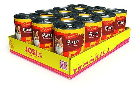 JosiCat Beef in Sauce (12 x 415 g) | Adult | Premium Nassfutter für ausgewachsene Katzen | Rind in Sauce | Vitamin D3 & E | Powered by JOSERA | Katzenfutter nass | Alleinfuttermittel | 12er Pack
