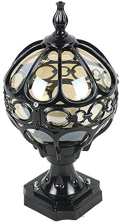 Quevia-Eletro Aussenlampe Sockelleuchte Pfostenleuchte Pfeilerleuchte Kugel Design Aussenleuchte Schwarz Aluminium Standleuchte Rasen Zaun Wegeleuchte Gartenlampe Stand Laterne Wasserdichter IP44