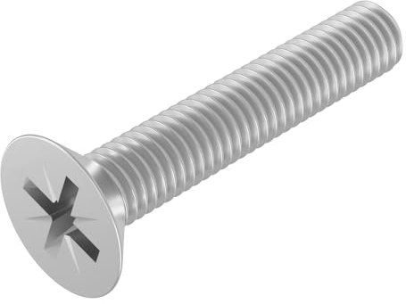 SECCARO Tornillo avellanado M6 x 35 mm, acero inoxidable V2A VA A2, DIN 965, Phillips / PZ, rosca completa, 20 unidades