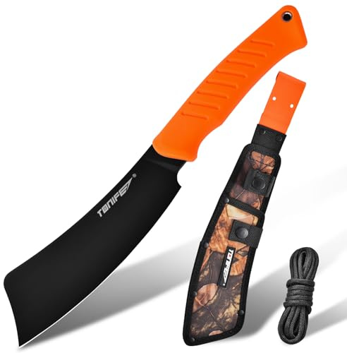 TONIFE Hercules Full Tang Messer Feststehendes Klingenmesser mit Scheide und Paracord, 8Cr14MoV Hackklinge für Outdoor Camping Messer Überlebensmesser