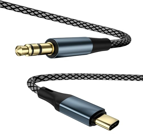 USB C vers 3,5 mm audio auxiliaire Jack câble, type C adaptateur vers 3,5 mm casque stéréo câble de voiture, compatible avec IP 15/15 Pro/15 plus/15 pour IPD pro S23 s22 s21, longueur - 6.6ft