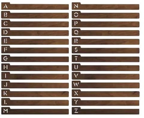LIUZHIPENG Divisores de discos de vinilo, 26 separadores de madera LP con alfabeto A-Z, guías divisoras de discos de almacenamiento de registros, organizador de vinilo