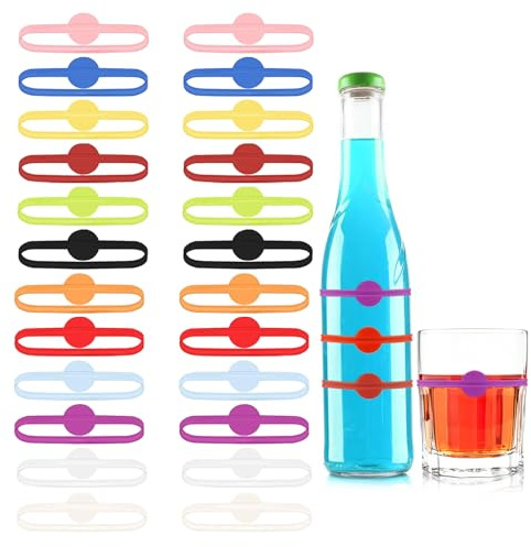 JINTANG Glasmarkierer,glasmarkierer party,Glasmarkierer Silikon Bunte,Wiederver Wendbare glas markierung trinkgläser,für Weinglas Flasche Cup Trinkglas Cocktail Bar Party Dekoration