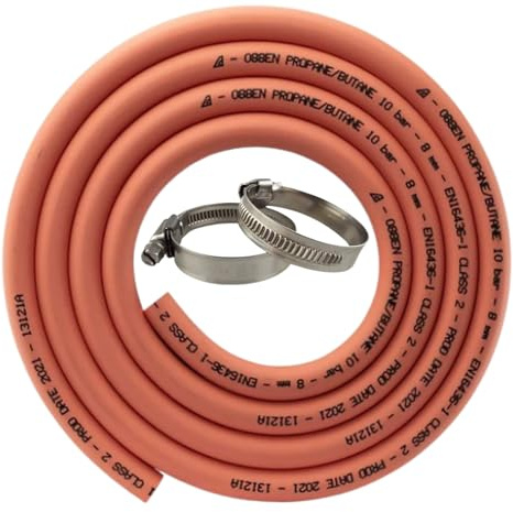 AP Supplies Rubber Gas Hose 8mm, LPG Butane Propane, 3m