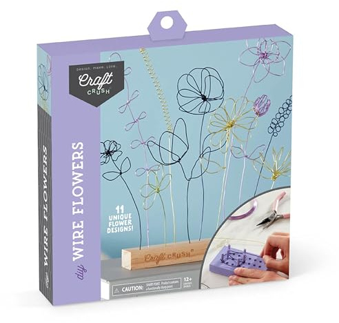 Craft Crush Wire Flowers - Create Unique Craft Wire Flower Designs with Easy to Use Tool and Guide with Display Stand - for Teens and Adults Ages 12, 13, 14, 15 and Up