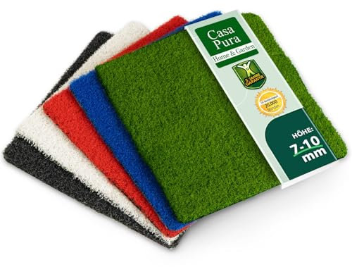 casa pura Kunstrasen Balkon Rassenteppich Outdoor Meterware 1 x 1 m = 1 m² UV beständig, wasserdurchlässig Balkonrasen wetterfest für Garten, Terrasse, Kunstrasenteppich, Rollrasen Grün -10mm Spring