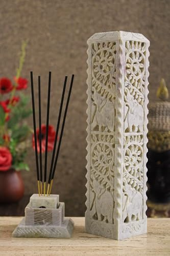Handgefertigter Räucherstäbchenhalter aus Speckstein, Räucherstäbchenhalter, Spa-, Aromatherapie, Heimbüro, Duftzubehör, Heimbüro, Dekoration, 25,4 x 7,6 cm