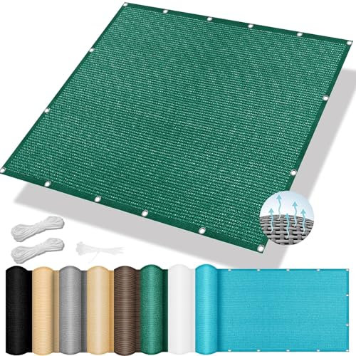 Voile d’ombrage Rectangulaire 380 x 400 cm, 98% UV résistant et Respirant Le Vent, Toile d'ombrage Protection Solaire, Filet dombrage Rectangle, pour Extérieur, Balcon, Vert Foncé