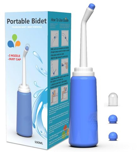 Giural Bottiglia Perianale Da 500 Ml, Bidet Portatile Per WC Da Viaggio E Camper Per Neomamme Dopo Il Parto in Ospedale, Bidet Portatile Post Parto Borsa Inclusa