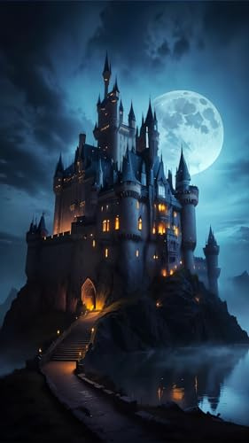 ZHUMUTO Diamond Painting Erwachsene Groß XXL 40x70cm Gothic Schloss | 15,7x27,5 zoll Diamant Painting Bilder Full Drill DIY Set mit 2 Werkzeugsets, Diamant Malerei Fantasy Wanddeko Geschenk