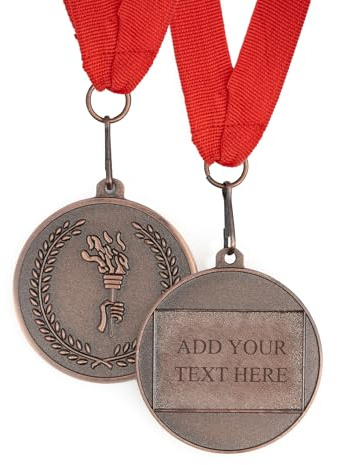 Wanapix | personalisierte Medaille mit Gravur | Medaillen Kinder und Erwachsene | Metall | Medaillenband Rot | 5ø cm | 100% personalisiert