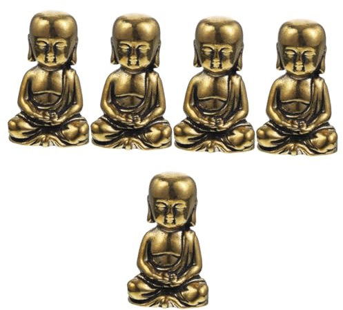 Cabilock 5st Buddha-Statue Sitzende Buddha-Figur Kleine Mönchsstatue Exquisites Mönchsdekor Kung-fu-mönchsstatue Desktop-Kunst- Zen-gartendekoration Figuren Buddha- Messing