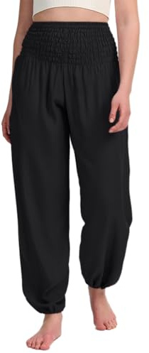 Hanyomo Womens Yoga Harem Pants High Waisted with Pocket Fitness Baggy Trousers Cotton Loose Workout Sweatpants Black M