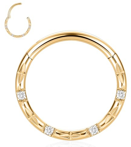 AROWRO Daith Piercing Septum Piercing Nasenpiercing Helix Piercings Nasenpiercing Ring Tragus Piercing Rook Piercing Conch Piercing Chirurgenstahl 16G 10mm Gold