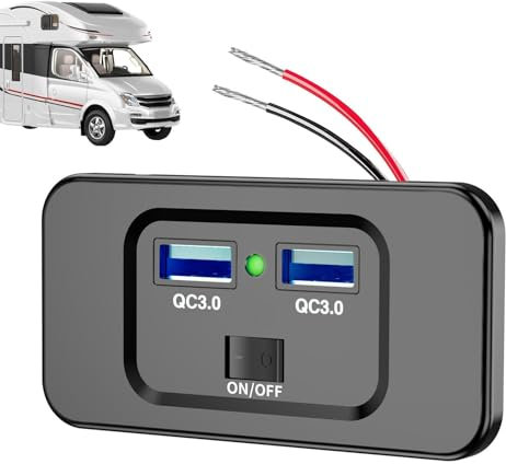 Support Mural pour Camping-Car 72 W avec Ports USB | 2 chargeurs de téléphone QC3.0 RV, Remplacement de l'adaptateur de Prise USB RV, Support Mural 12 V, Port de Chargement USB-