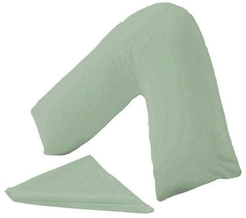 URBAN GROOVE V Shaped Pillowcase Cover Plain Polycotton Back & Neck Support Orthopaedic/Pregnancy/Nursing Pillowcase Cover - V Pillow case cover only (Envelope Closure) (Duck Egg)