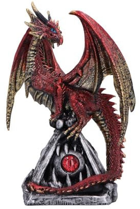 Nemesis Now Figura de dragón Guardians Gaze, centinela de llama feroz, decoración de fantasía pintada a mano