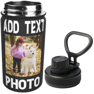 YIJIUWKIS Custom Water Bottles Photo Name Personalised Drink Bottle Insulated Stainless Steel Small Bottle Customised Picture School Travel Sport Office Car Cup Gifts for Women Men Daughter Son, 12oz