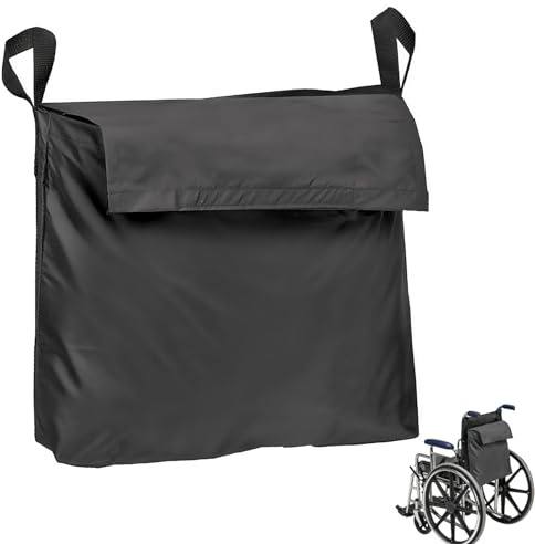 UlifeBetter Large Wheelchair Bag to Hang on Back Wheelchair Accessories Adjustable Straps, Large Storage, Lightweight, Waterproof & Scratch-Resistant, for Elderly, Disabled & Adults（21X15inch）