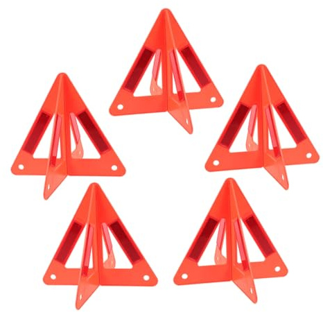 BELLIFFY 5pcs High Reflective Road Safety Triangles for Vehicles Emergency Warning Signs Foldable Car Tripod Warning Signs for Night Driving and Roadside Safety