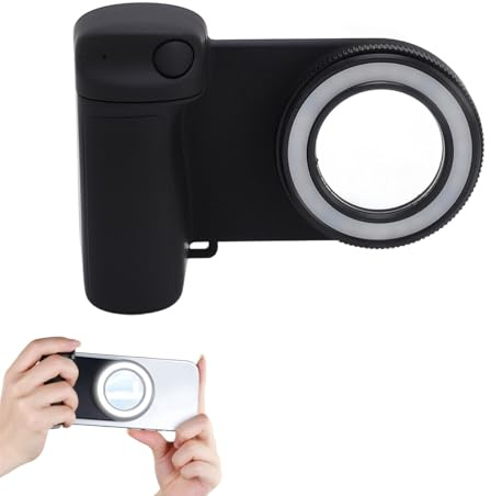 Fabater Agarre Magnético para Teléfono con Luz para Selfies, Mango para Teléfono Inteligente con Obturador Remoto Desmontable, para Vídeo, Fotos, Transmisión, Compatible con Trípode