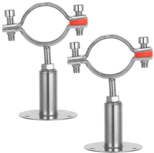 CATIEBYE 2pcs Stainless Steel Adjustable Pipe Clamps Wall Mount Brackets for 42-45mm Tubes Ceiling Support Pipe Straps with Screws for Water Fixing