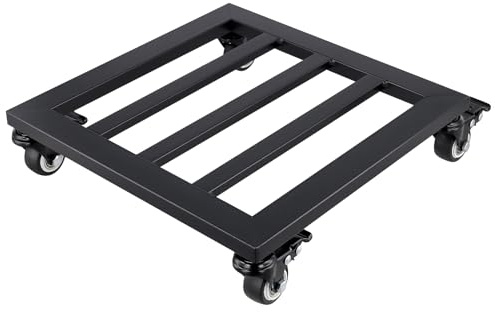 CHEUKYIU Pflanzenroller Eckig 30 cm, 30 x 30 x 6,35 cm Dicke 1,5cm Schwarz Metall Stahl mit 4 Lenkrollen, Rollbrett Pflanzen für Innen Außen Blumentöpfe