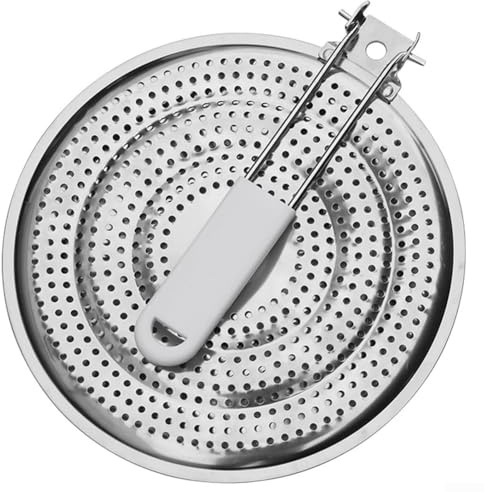 Plaque diffuseur de chaleur en acier inoxydable pour cuisinières à gaz et électriques, Réducteur de flamme à répartition uniforme de la chaleur pour poignée pliable qui reste froide (acier inoxydable)