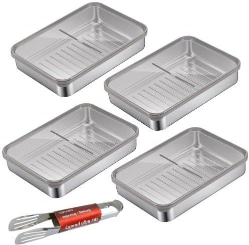 Set de 4 cajas para embutidos, contenedor de almacenamiento de alimentos de acero inoxidable con cubierta transparente, organizador para refrigerador y congelador para queso, embutidos, con 1 pinza de