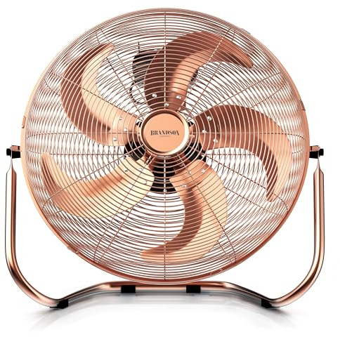 Brandson - Ventilador de Mesa 50 cm - máquina de Viento - 3 Niveles de Potencia - Alto Flujo de Aire – Soporte Robusto - Potencia 120 W - diseño Retro – Metal – Acabado en Cobre