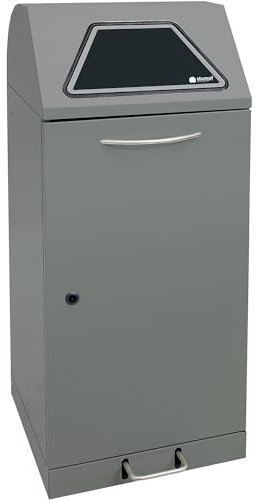 kaiserkraft | Wertstoffsammler mit Pedal | mit Abfallsackhalterung | Volumen 120 l | graualu/Struktur