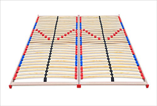 ECOFORM – Lattenrost mit Härtegradregulierung 160x200 Holz Bettrahmen + BEWEGLICH-ELASTISCHEN Duo-Kappen – Rahmen aus Holz - Ökologische Verpackung – Direkt vom Hersteller