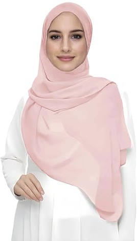 Lina & Lily Damen Muslim Premium Chiffon Hijab Kopftuch Schal aus Leicht Stoff (Rosa Blush)