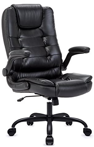 Intimate WM Heart Bürostuhl, Ergonomischer Chefsessel, Schreibtischstuhl mit Armlehnen, 360° Bürosessel Höheverstellbar Kunstleder Drehstuhl Belastbarkeit bis 150kg,Schwarz